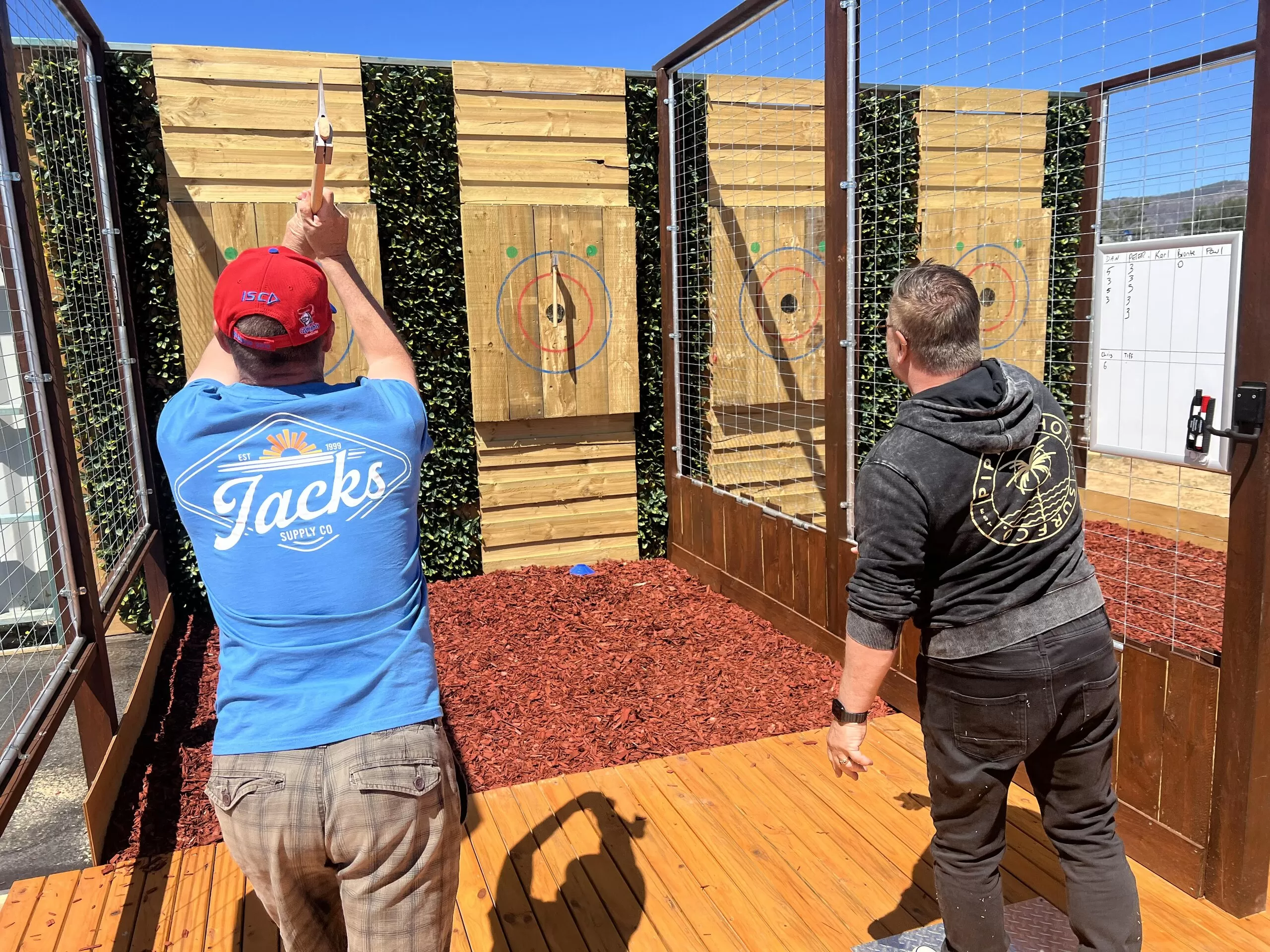 Axe throwing at Hunter Adventure Centre at Hunter Valley Resort and Farm