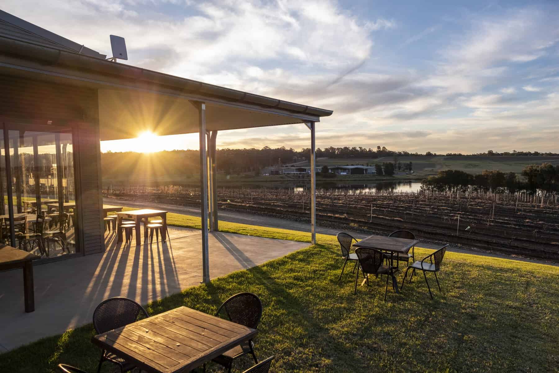 Hunter Valley sunset from 4 Pines at the Farm in Pokolbin