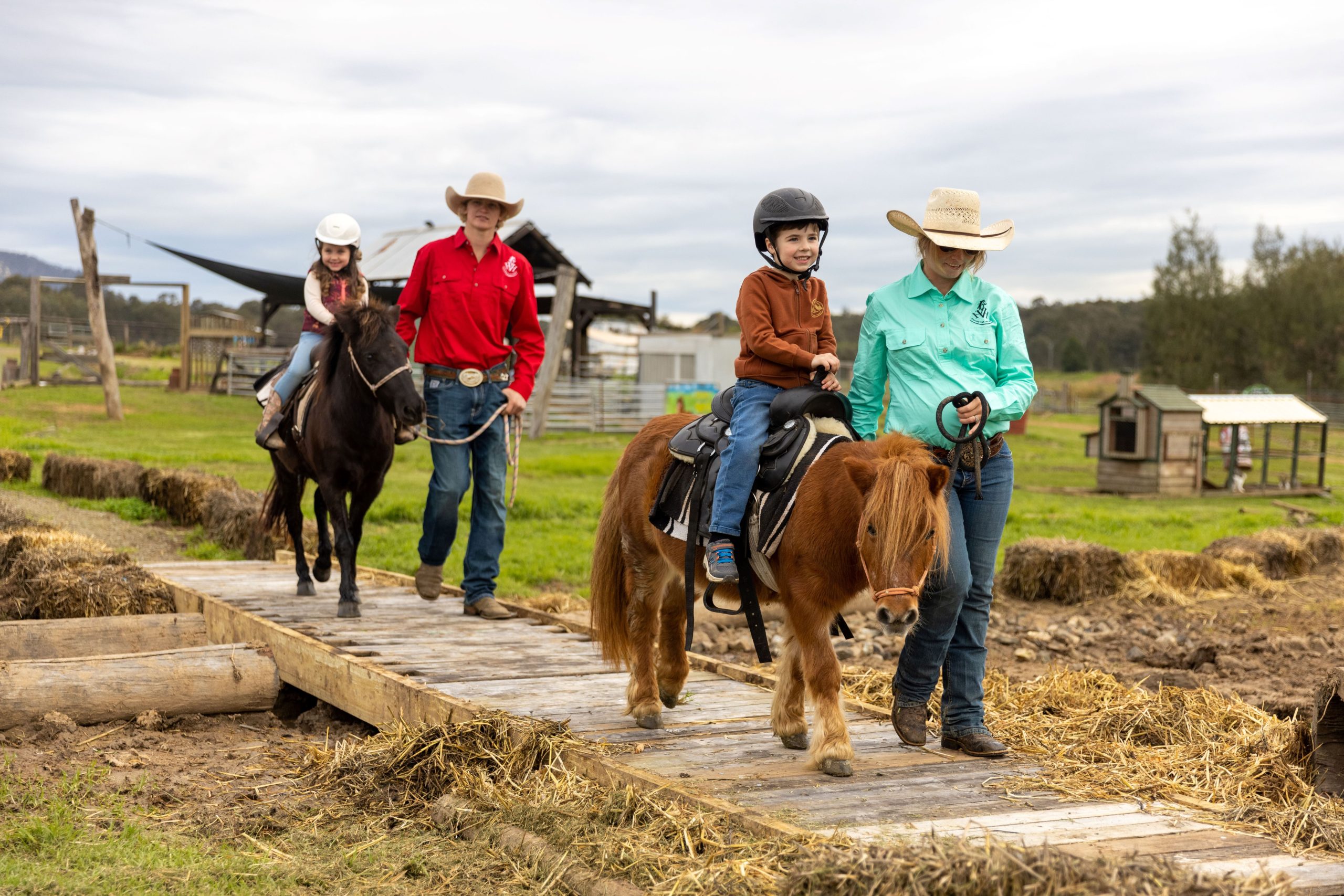 Children meeting and feeding farm animals at Hunter Farm in Pokolbin, Hunter Valley
