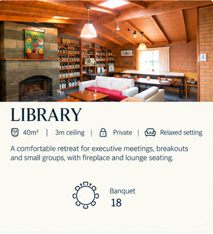 Library meeting room at Hunter Valley Resort and Farm in Pokolbin