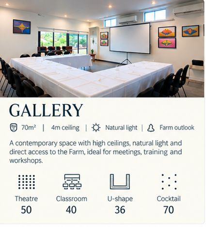 Gallery conference room at Hunter Valley Resort and Farm in Pokolbin
