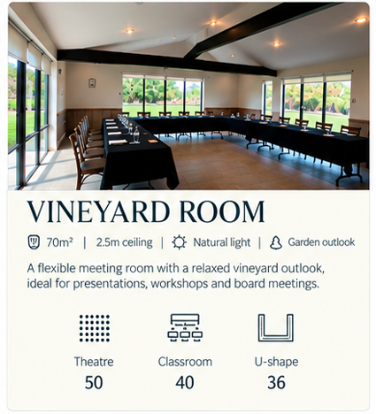 Vineyard conference room at Hunter Valley Resort and Farm in Pokolbin